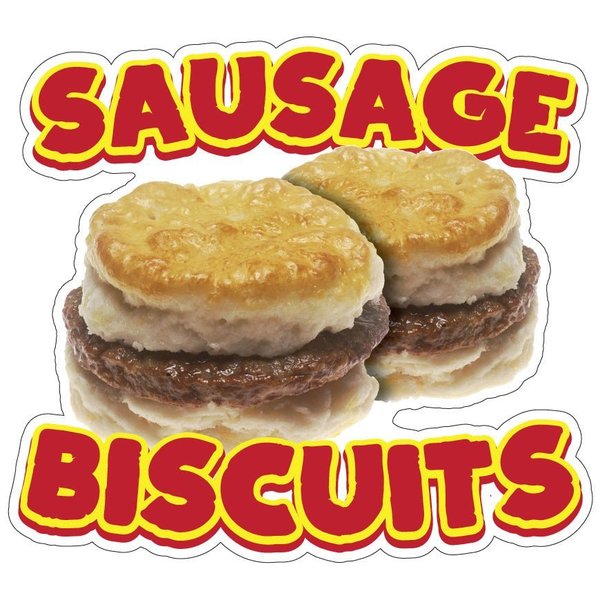 Signmission Sausage Biscuits Decal Concession Stand Food Truck Sticker, 12" x 4.5", D-DC-12 Sausage Biscuits19 D-DC-12 Sausage Biscuits19